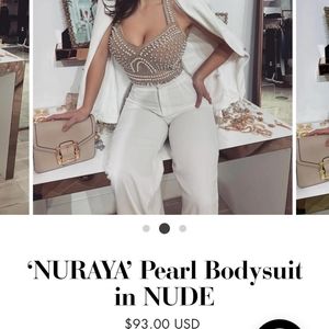 Halter beaded pearl bodysuit